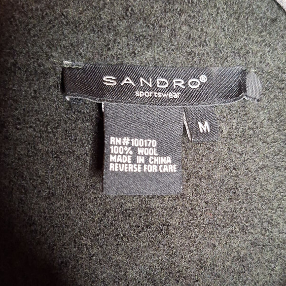 Sandro 100% Wool double breastfed bell sleeve peasant coat M dark forest green - Picture 4 of 4